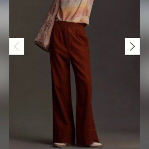 Maeve Corduroy Pull-On Wide Leg Trouser Pants Bohemian Academia in Cedar L